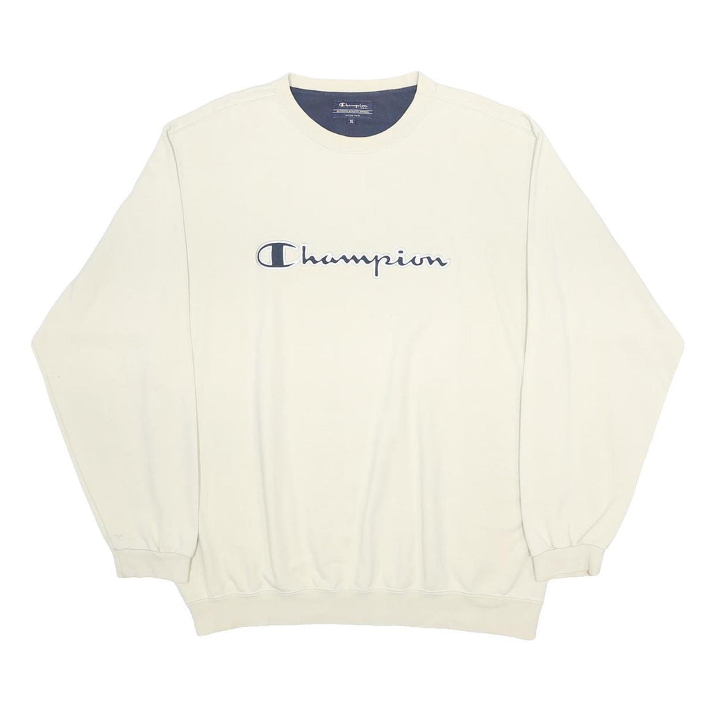 CHAMPION Mens Cream XL Crew Neck Cotton Blend Sweatshirt Pullover
