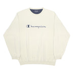 CHAMPION Mens Cream XL Crew Neck Cotton Blend Sweatshirt Pullover