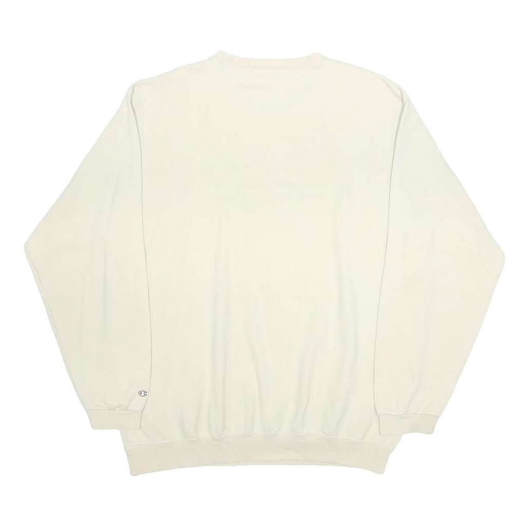 CHAMPION Mens Cream XL Crew Neck Cotton Blend Sweatshirt Pullover