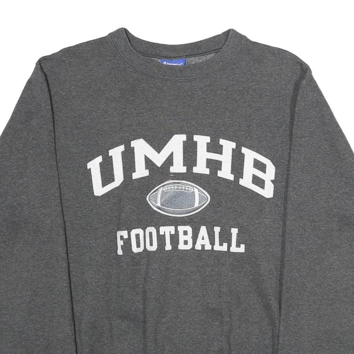 CHAMPION Mens Grey UMHB Football Crew Neck S Cotton Blend Sweatshirt Casual