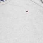 TOMMY HILFIGER Mens Grey Patterned Jumper Crew Neck Basic Knit L Classic Cotton