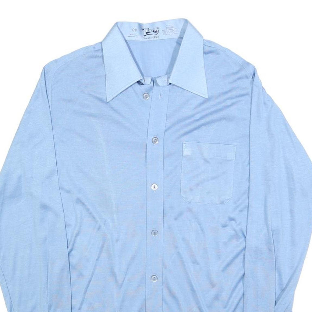 LIBERO Mens Blue Shirt S Button Down Collar Long Sleeve Polyester Formal