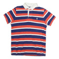 POLO RALPH LAUREN Mens Blue & Red Striped Short Sleeve Polo Shirt M Casual