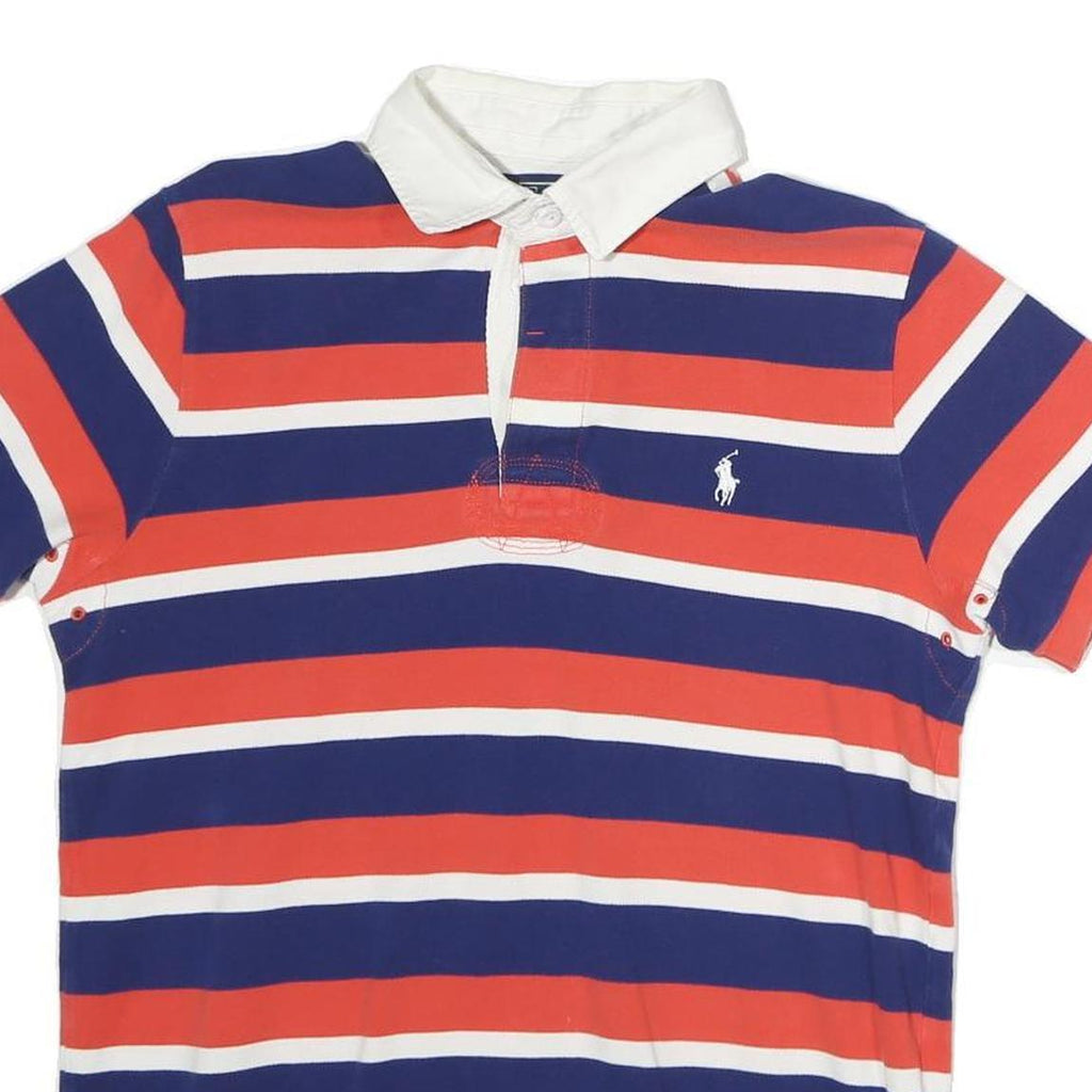 POLO RALPH LAUREN Mens Blue & Red Striped Short Sleeve Polo Shirt M Casual
