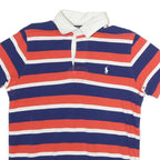 POLO RALPH LAUREN Mens Blue & Red Striped Short Sleeve Polo Shirt M Casual