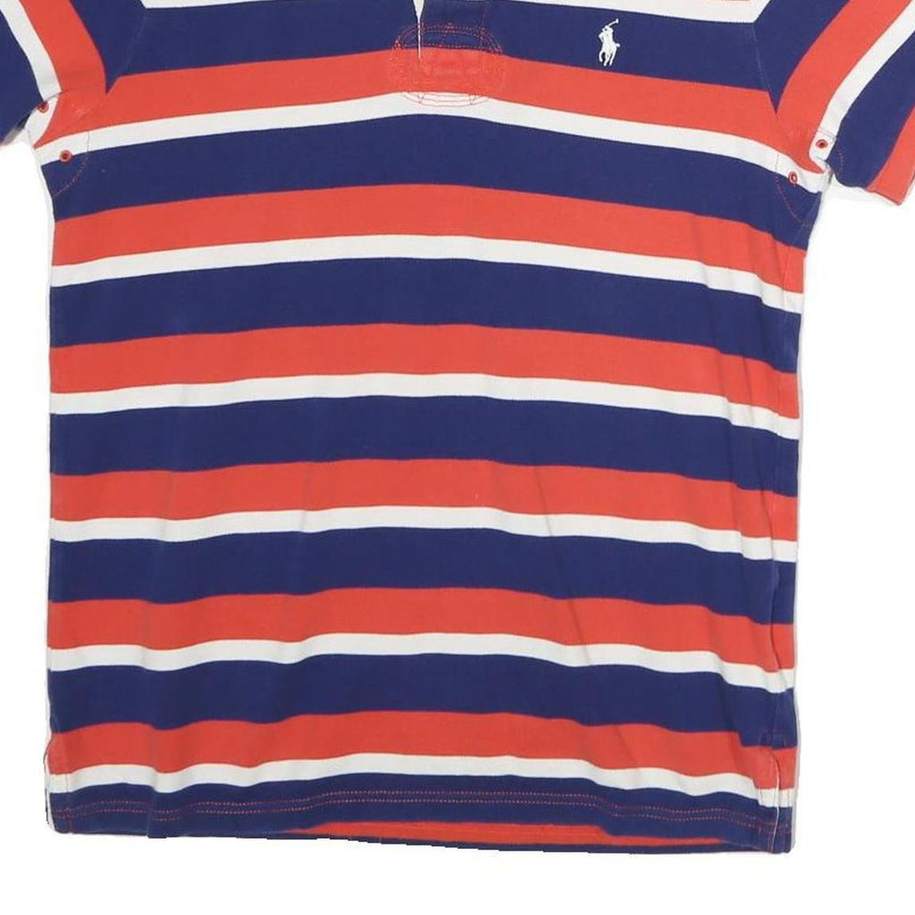 POLO RALPH LAUREN Mens Blue & Red Striped Short Sleeve Polo Shirt M Casual