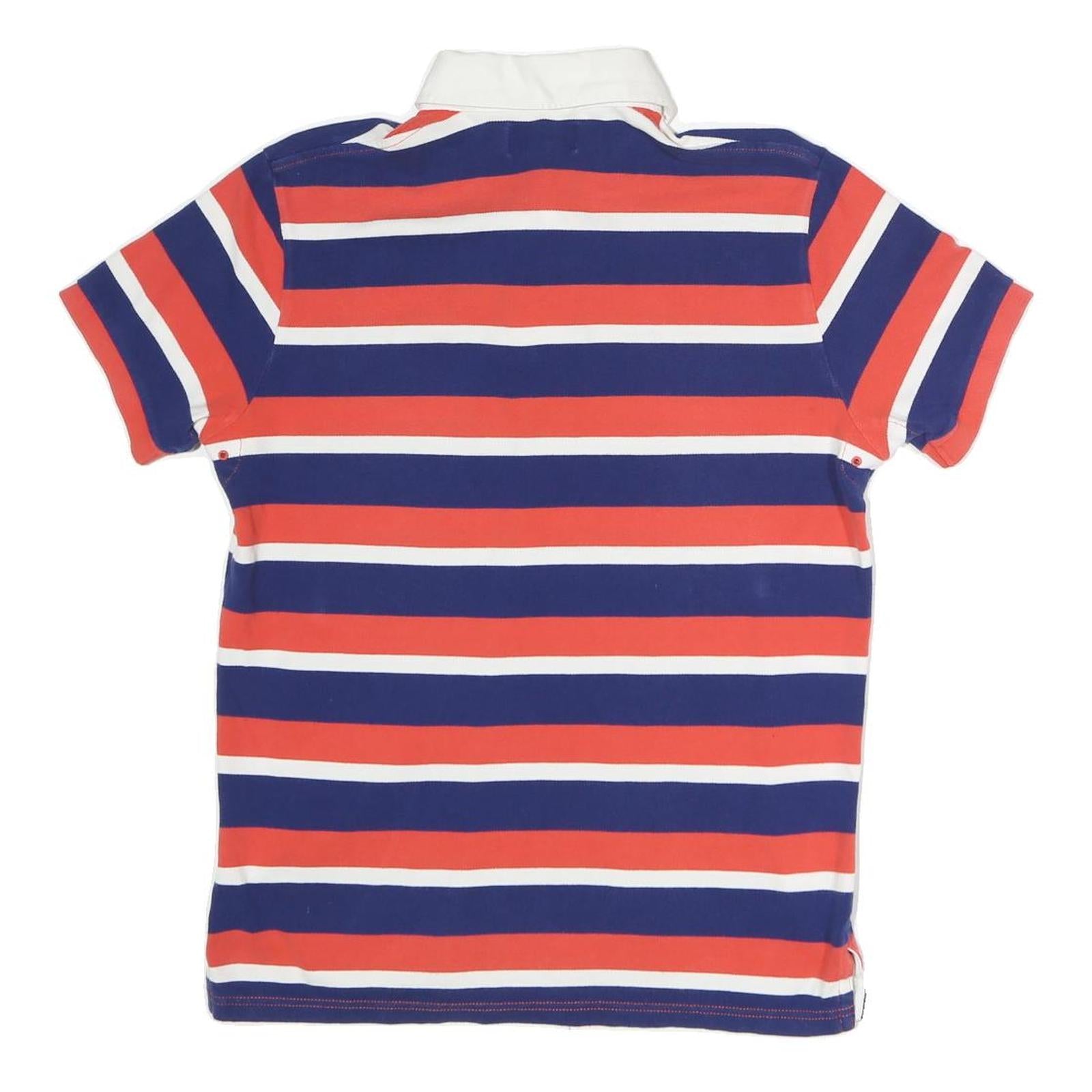 POLO RALPH LAUREN Mens Blue & Red Striped Short Sleeve Polo Shirt M Casual