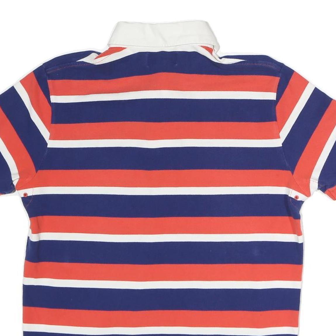 POLO RALPH LAUREN Mens Blue & Red Striped Short Sleeve Polo Shirt M Casual