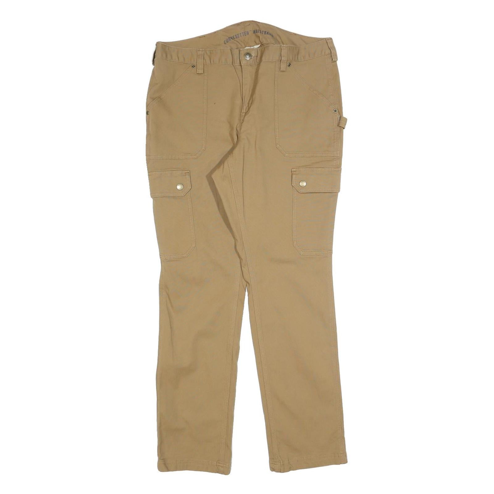 DULUTH Womens Cotton Blend Beige Slim Cargo Trousers W34 L32 Utility Style
