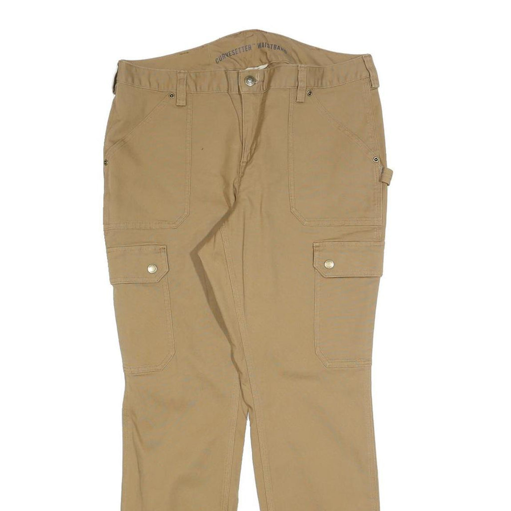 DULUTH Womens Cotton Blend Beige Slim Cargo Trousers W34 L32 Utility Style