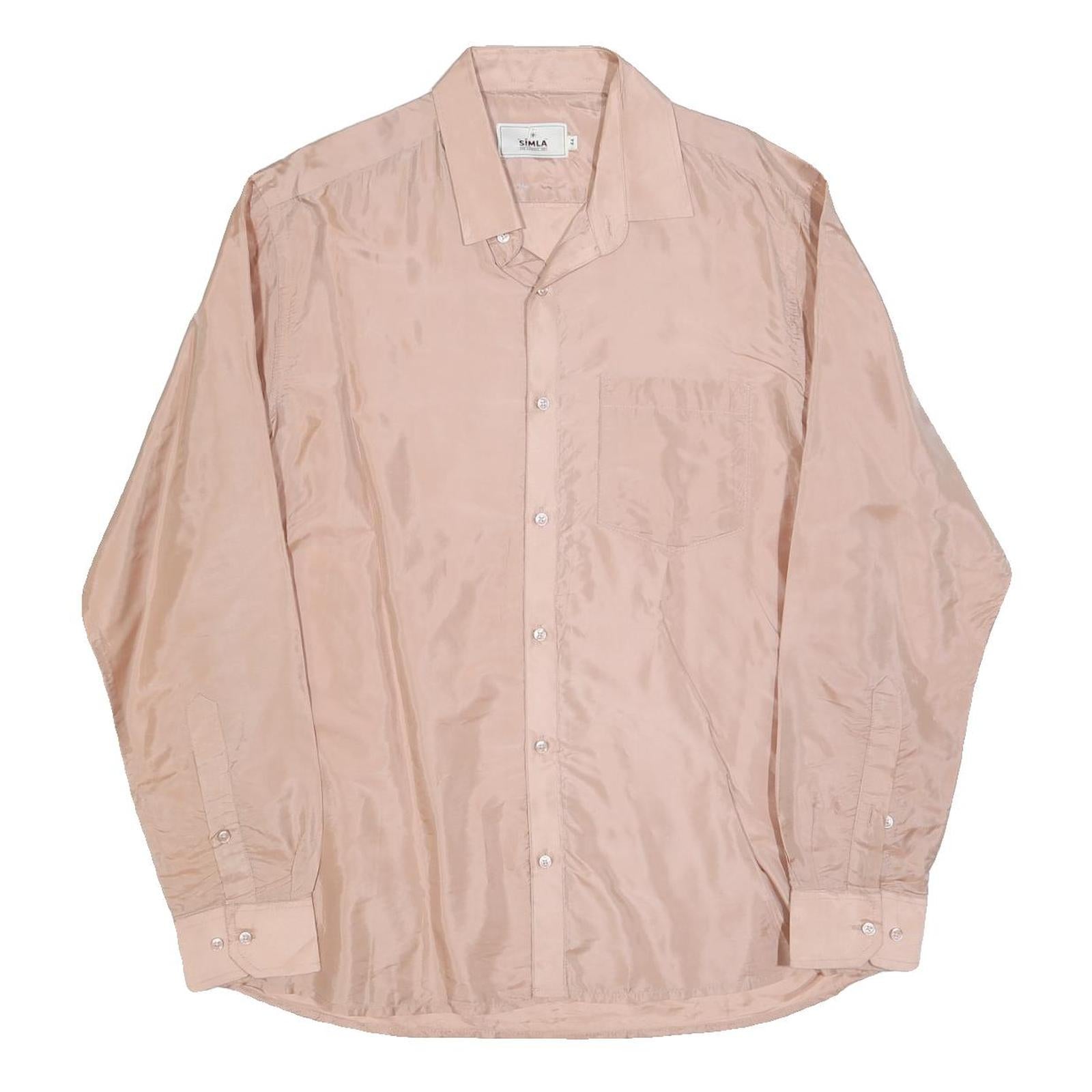 SMILA Mens Pink Shirt L Plain Button Long Sleeve Casual Elegant