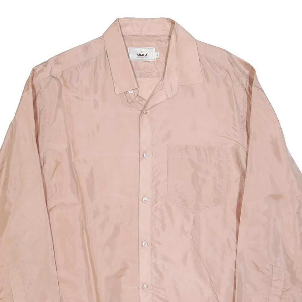 SMILA Mens Pink Shirt L Plain Button Long Sleeve Casual Elegant