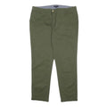 TOMMY HILFIGER Womens Cotton Blend Slim Fit Green Trousers W36 L28 Zip Pocket