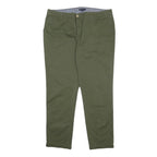 TOMMY HILFIGER Womens Cotton Blend Slim Fit Green Trousers W36 L28 Zip Pocket
