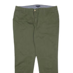 TOMMY HILFIGER Womens Cotton Blend Slim Fit Green Trousers W36 L28 Zip Pocket