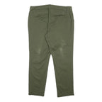 TOMMY HILFIGER Womens Cotton Blend Slim Fit Green Trousers W36 L28 Zip Pocket