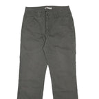 LEE Womens Cotton Blend Grey Regular Fit Straight Trousers W30 L30 Classic Zip
