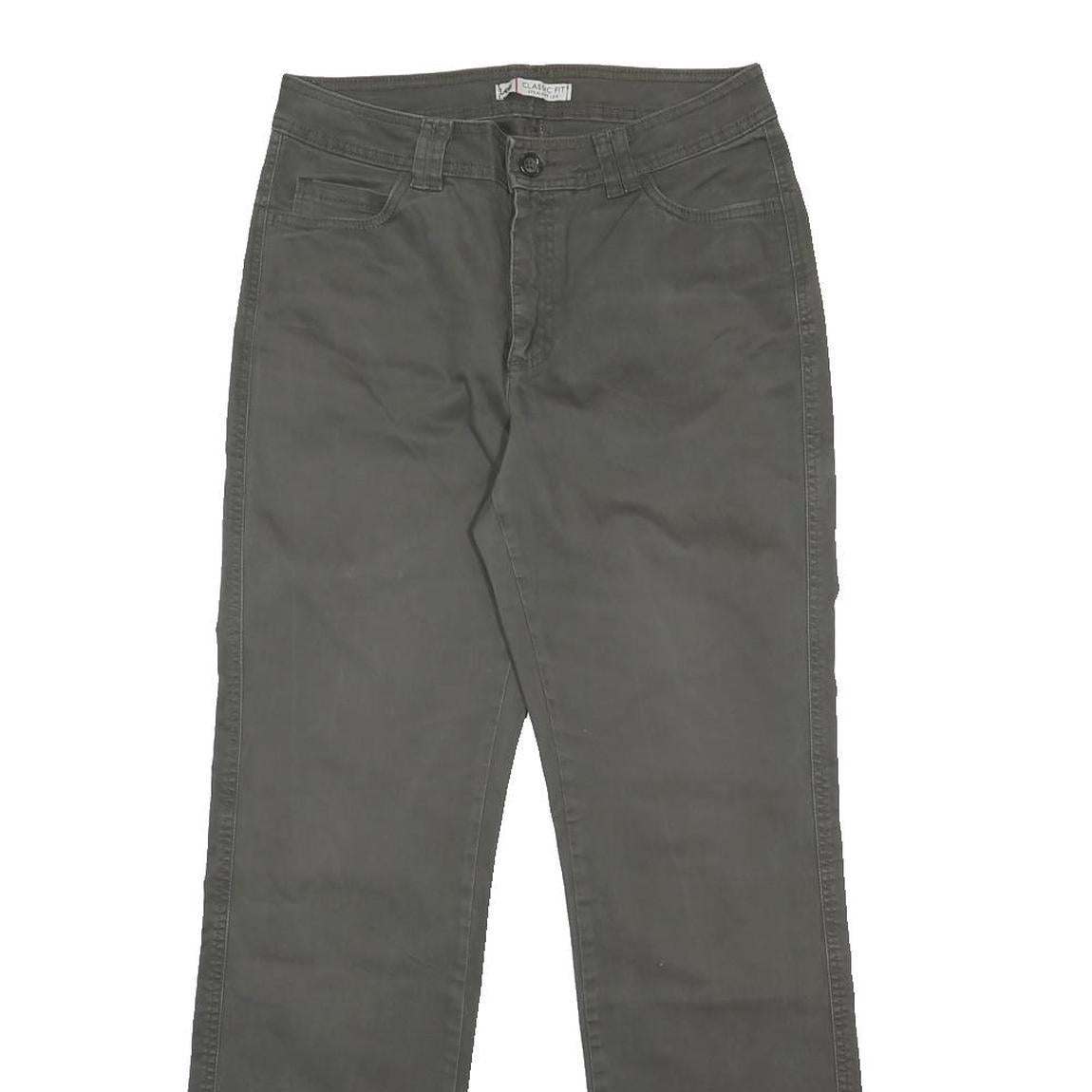 LEE Womens Cotton Blend Grey Regular Fit Straight Trousers W30 L30 Classic Zip