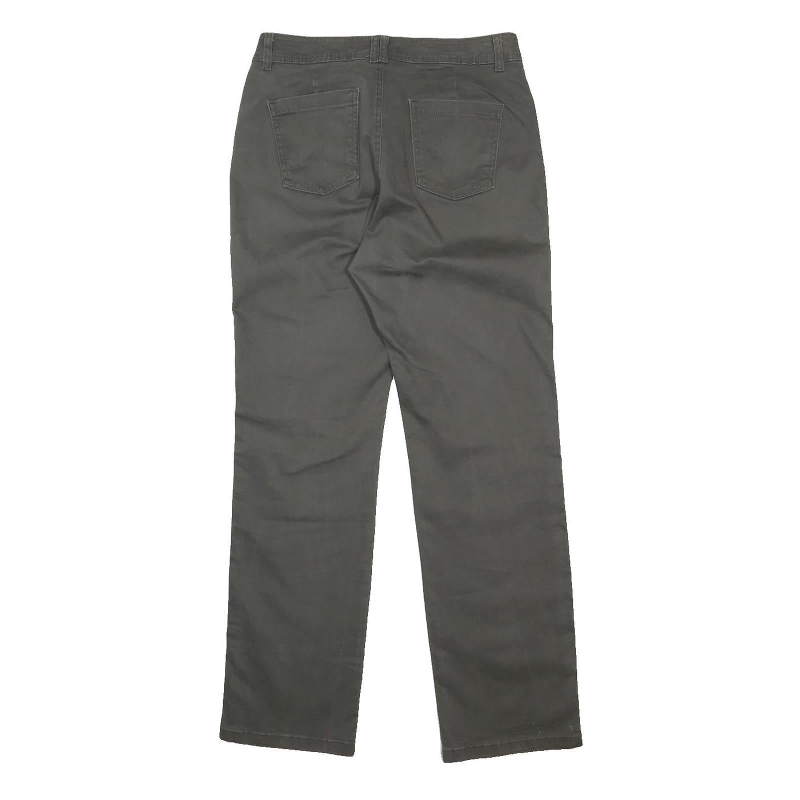 LEE Womens Cotton Blend Grey Regular Fit Straight Trousers W30 L30 Classic Zip