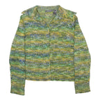 LIZ CLAIBORNE Womens Green Blue Yellow Patterned Jumper V Neck Basic Knit M