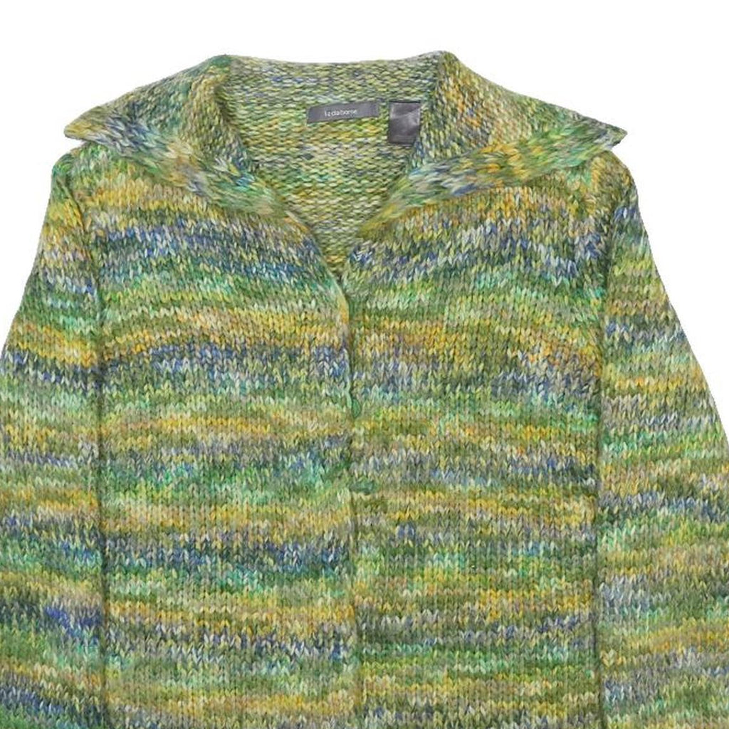 LIZ CLAIBORNE Womens Green Blue Yellow Patterned Jumper V Neck Basic Knit M