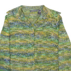 LIZ CLAIBORNE Womens Green Blue Yellow Patterned Jumper V Neck Basic Knit M