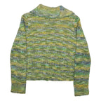 LIZ CLAIBORNE Womens Green Blue Yellow Patterned Jumper V Neck Basic Knit M