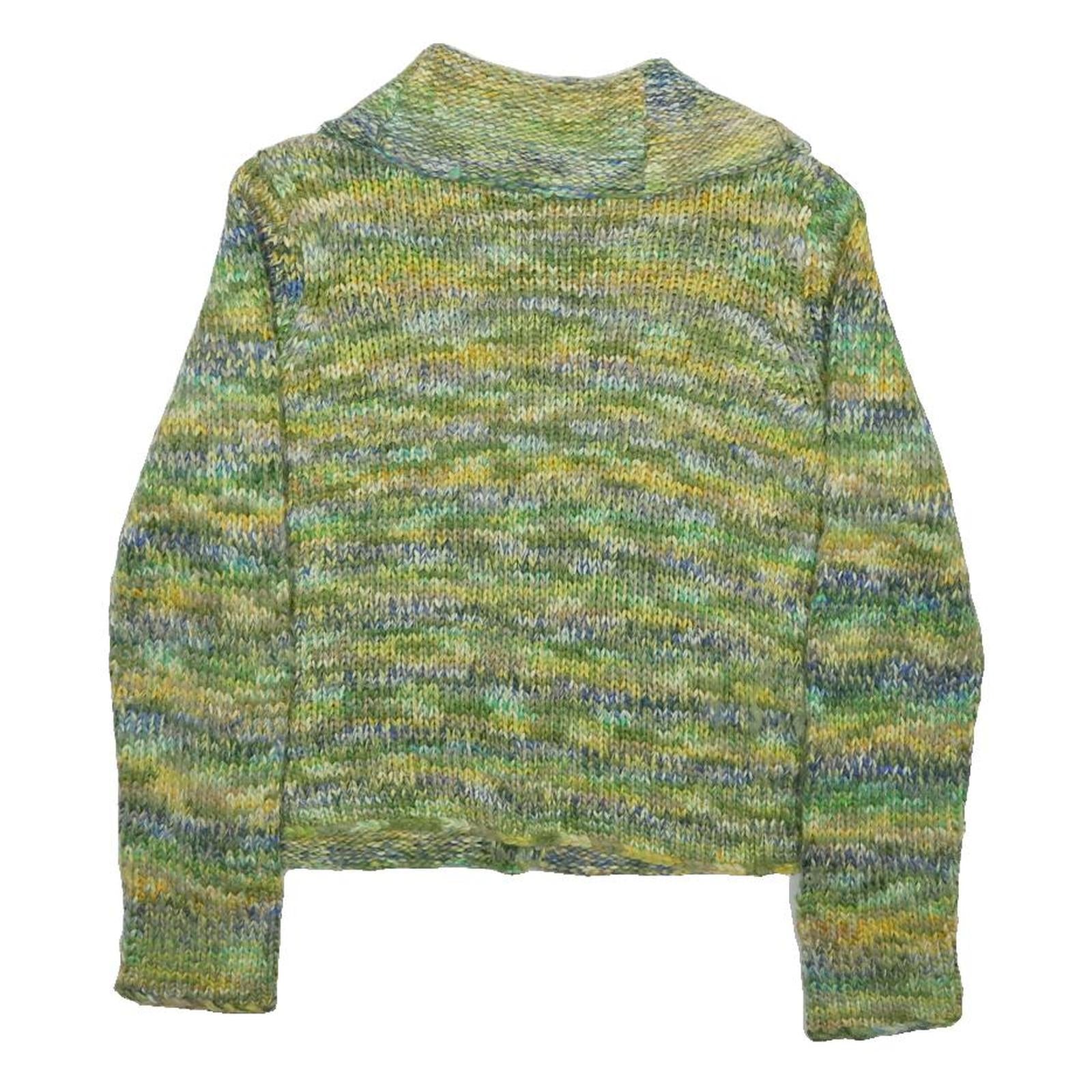 LIZ CLAIBORNE Womens Green Blue Yellow Patterned Jumper V Neck Basic Knit M