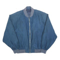 Mens Blue Silk Zip Jacket M Plain Classic Bomber Style Lightweight