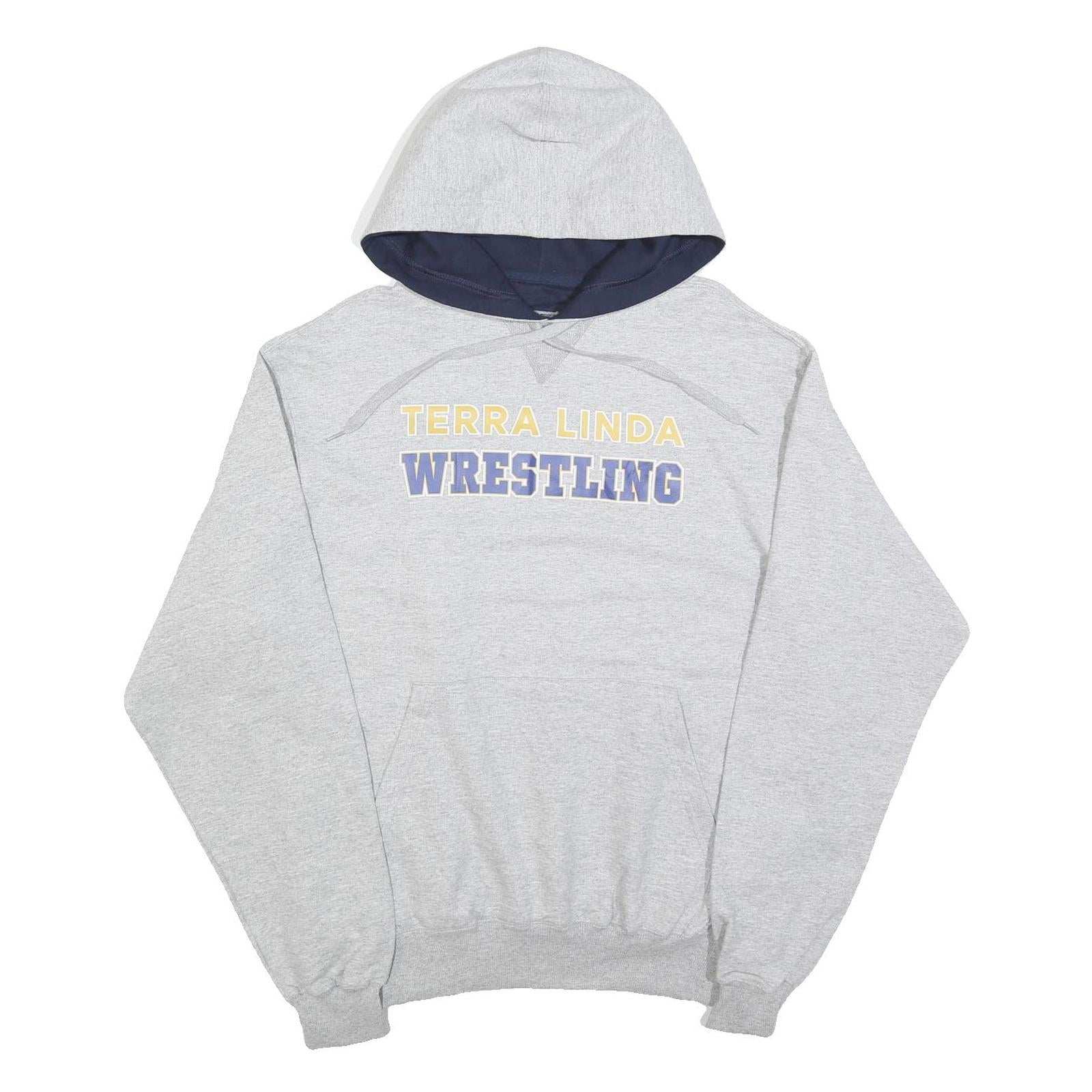 CHAMPION Mens Grey Terra Linda Wrestling Pullover Hoodie M Cotton Blend