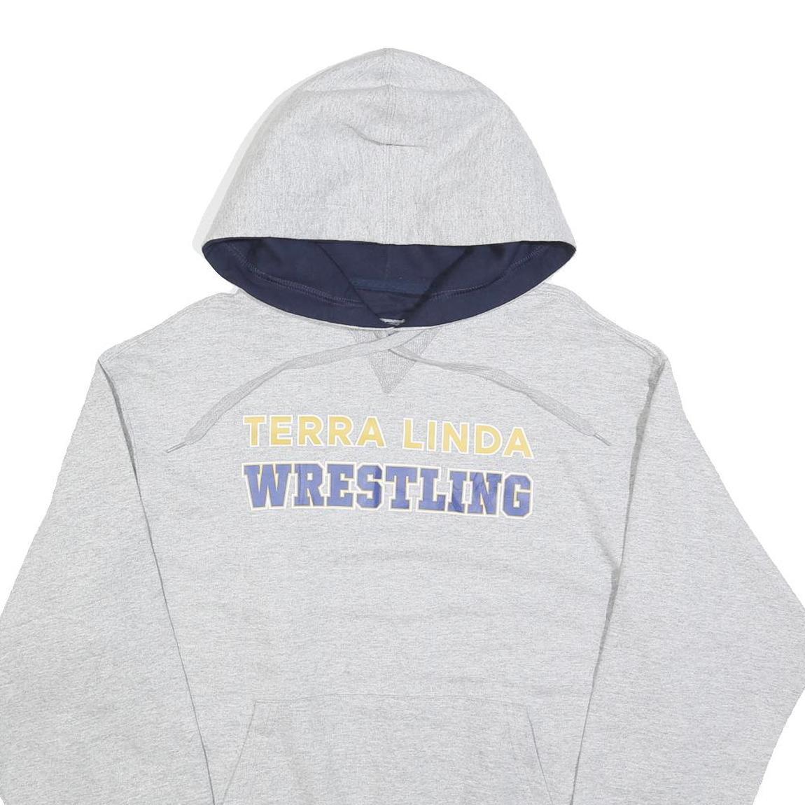 CHAMPION Mens Grey Terra Linda Wrestling Pullover Hoodie M Cotton Blend