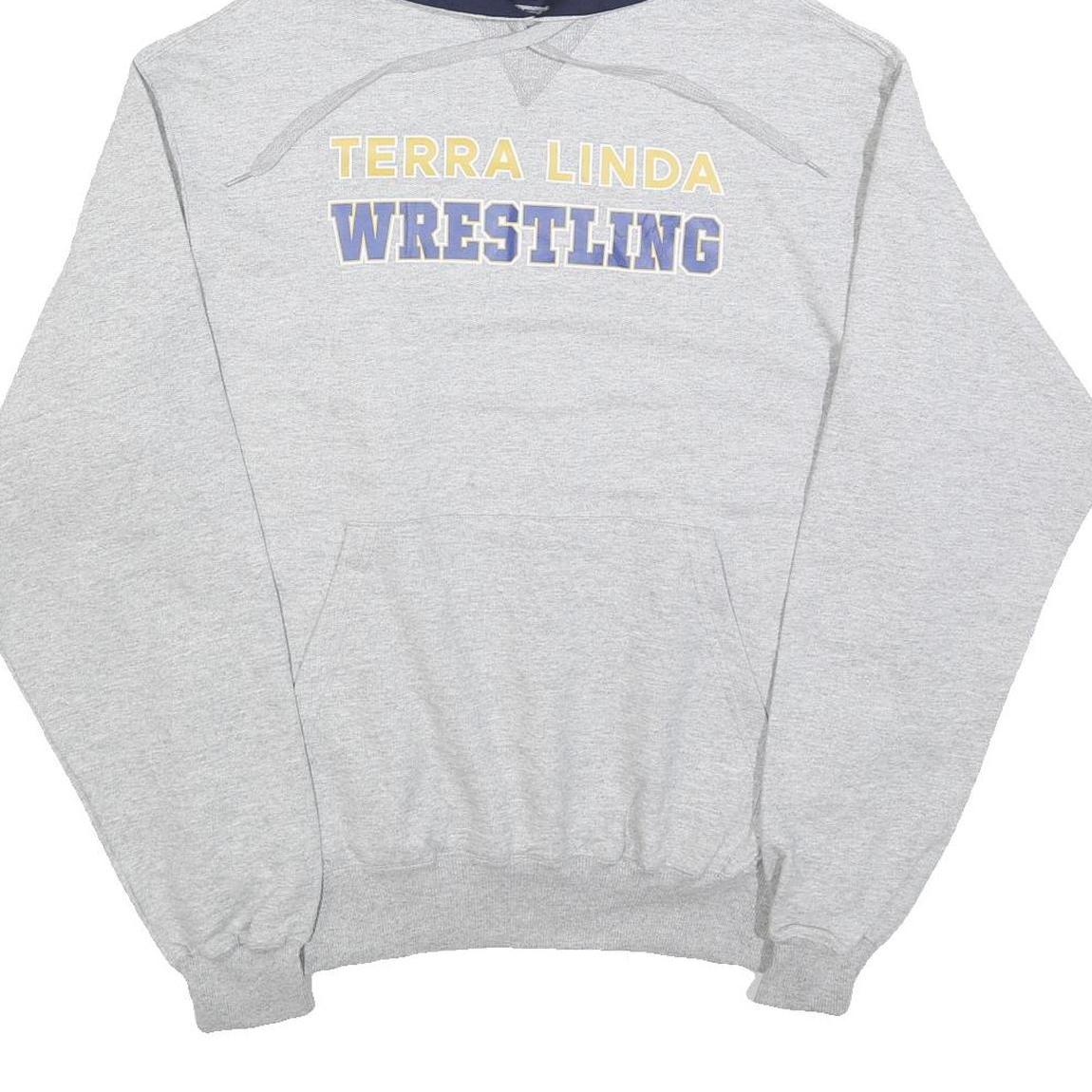 CHAMPION Mens Grey Terra Linda Wrestling Pullover Hoodie M Cotton Blend