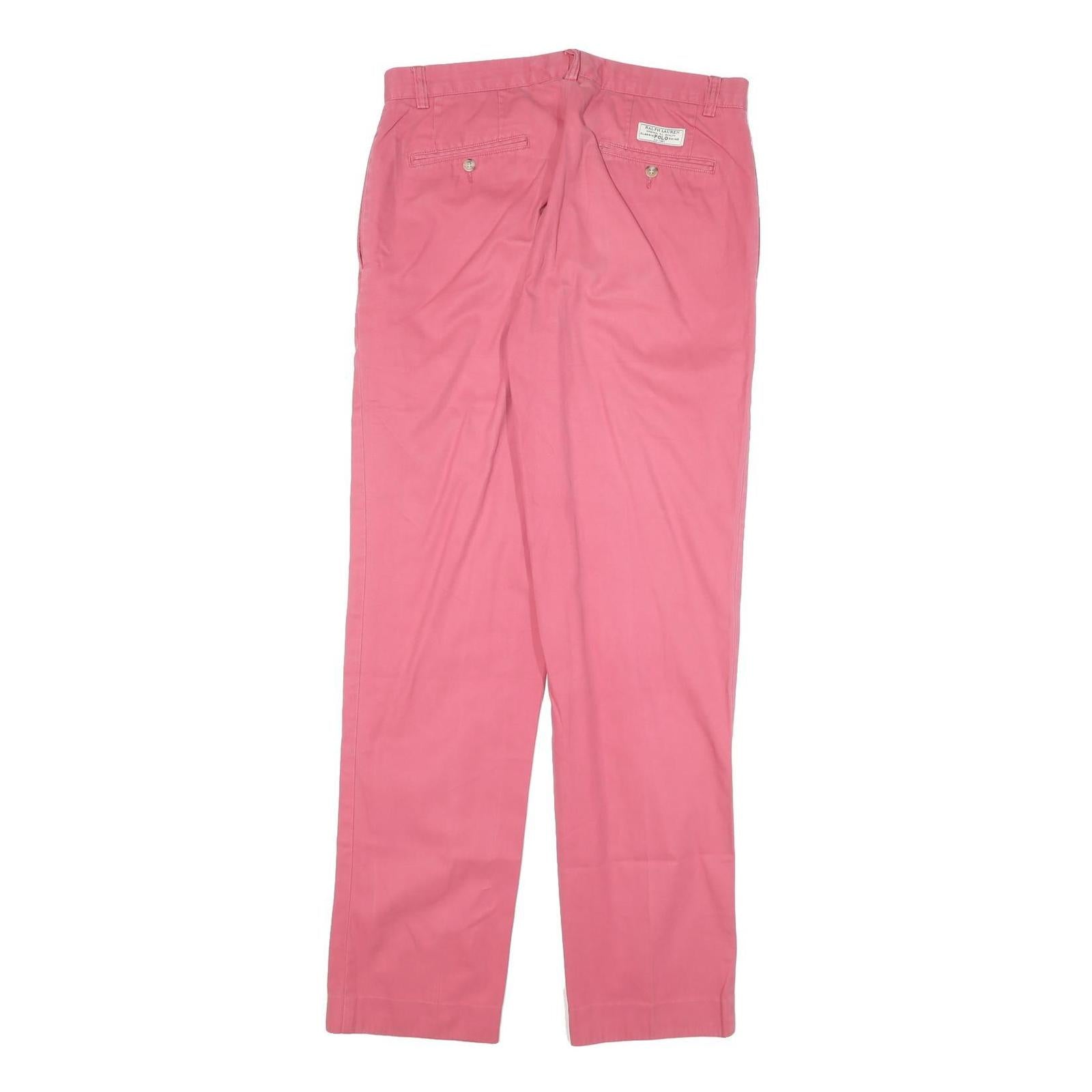 POLO RALPH LAUREN Womens Cotton Blend Pink Regular Straight Trousers W32 L34
