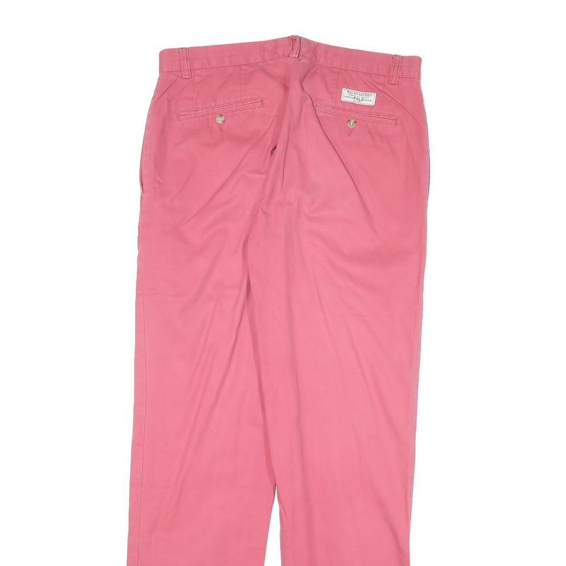 POLO RALPH LAUREN Womens Cotton Blend Pink Regular Straight Trousers W32 L34