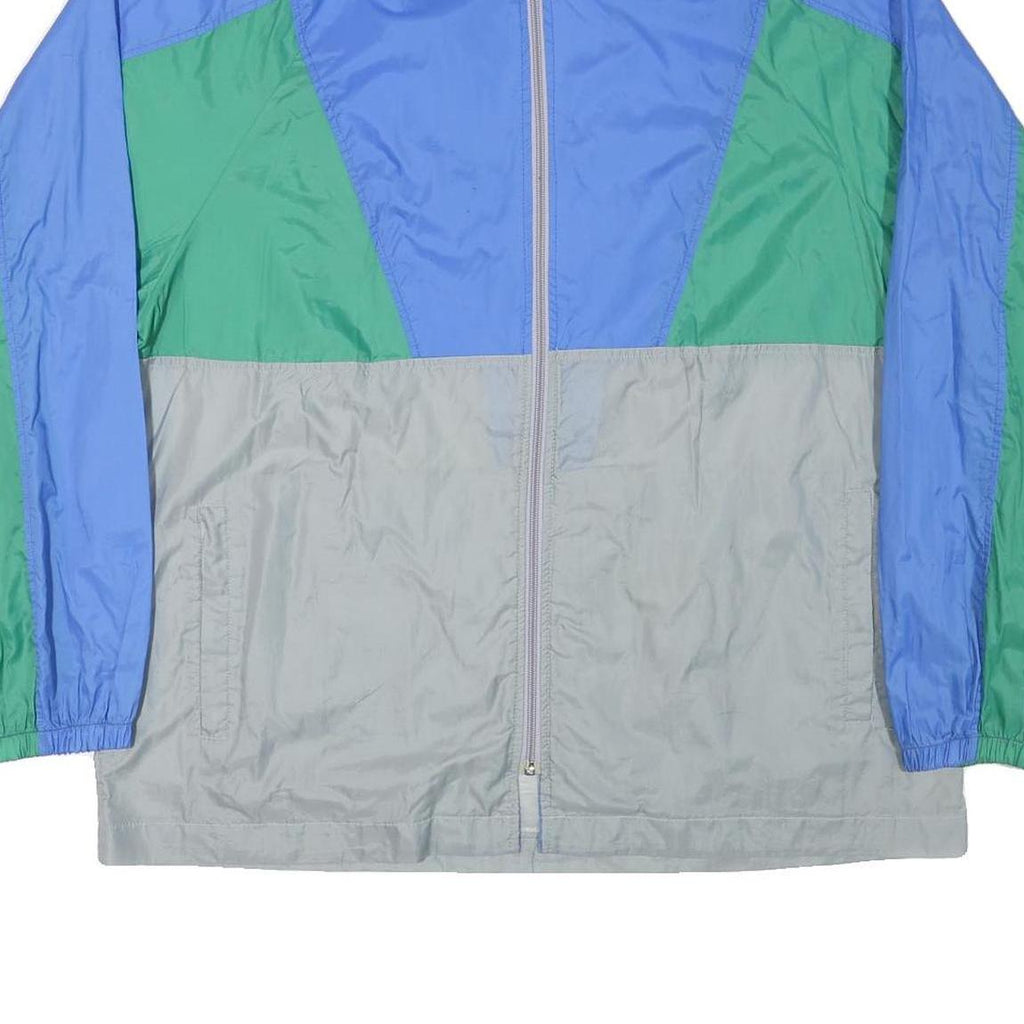 Mens Blue & Green Colourblock Zip Up Lightweight Polyamide Jacket L Windbreaker