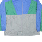 Mens Blue & Green Colourblock Zip Up Lightweight Polyamide Jacket L Windbreaker