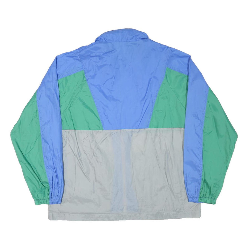 Mens Blue & Green Colourblock Zip Up Lightweight Polyamide Jacket L Windbreaker