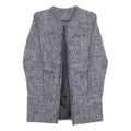 Womens Blue Plain Button Jacket S Woven Classic Fit Long Sleeve Casual