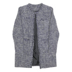 Womens Blue Plain Button Jacket S Woven Classic Fit Long Sleeve Casual
