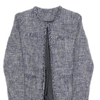 Womens Blue Plain Button Jacket S Woven Classic Fit Long Sleeve Casual