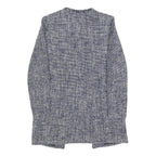 Womens Blue Plain Button Jacket S Woven Classic Fit Long Sleeve Casual
