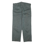Mens Cotton Blend Relaxed Fit Green Button Closure Trousers W39 L28 Workwear
