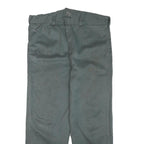 Mens Cotton Blend Relaxed Fit Green Button Closure Trousers W39 L28 Workwear