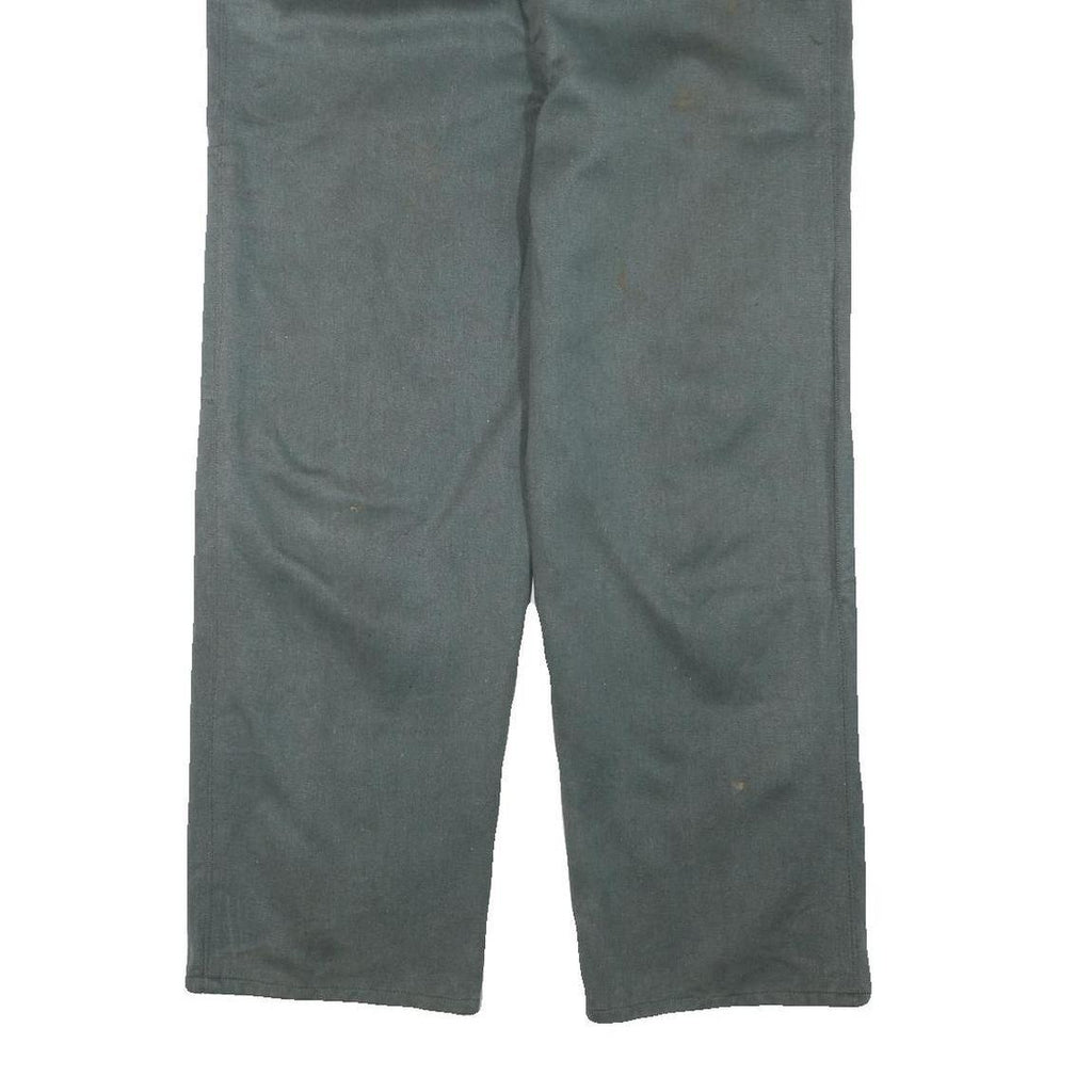 Mens Cotton Blend Relaxed Fit Green Button Closure Trousers W39 L28 Workwear