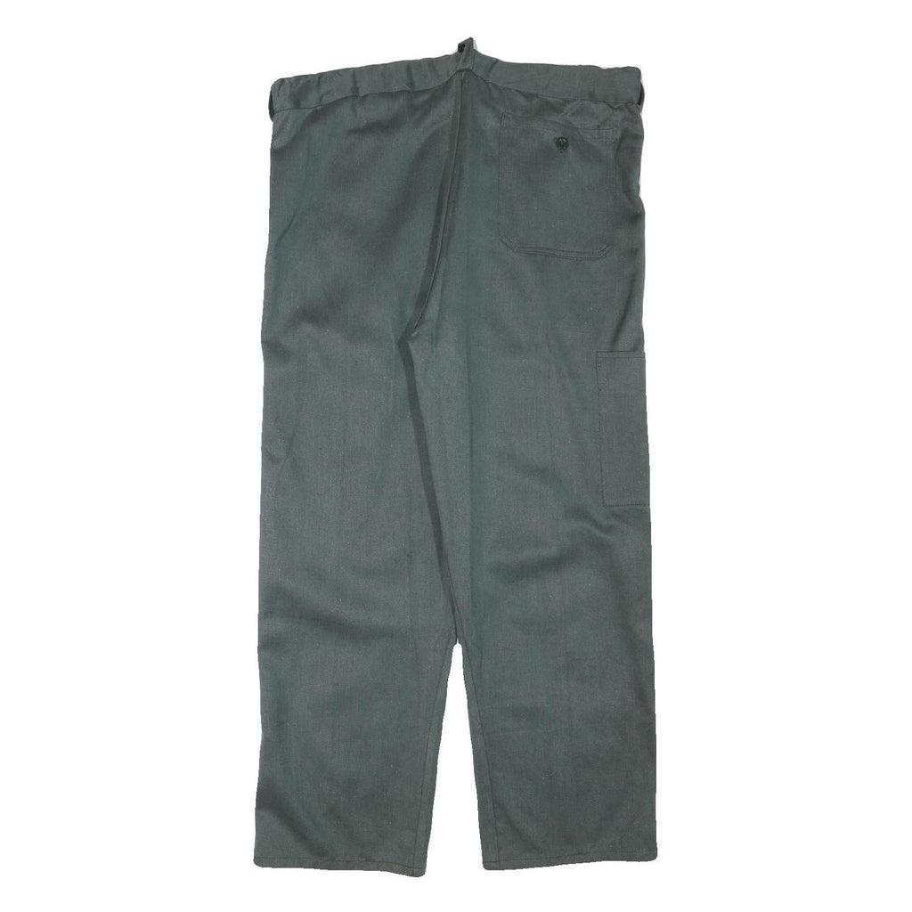 Mens Cotton Blend Relaxed Fit Green Button Closure Trousers W39 L28 Workwear