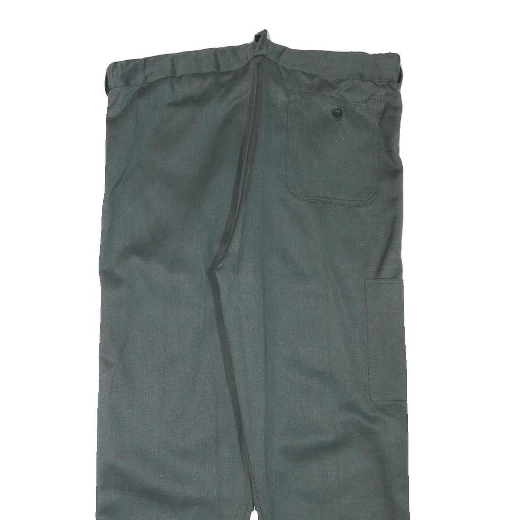 Mens Cotton Blend Relaxed Fit Green Button Closure Trousers W39 L28 Workwear
