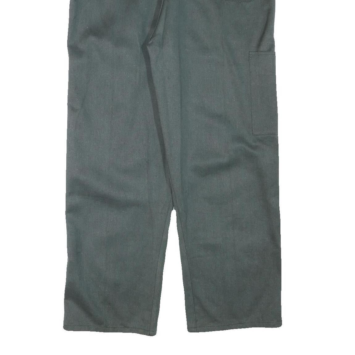 Mens Cotton Blend Relaxed Fit Green Button Closure Trousers W39 L28 Workwear