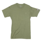 CHAMPION Mens Green Crew Neck Short Sleeve S Cotton Blend T-Shirt Logo
