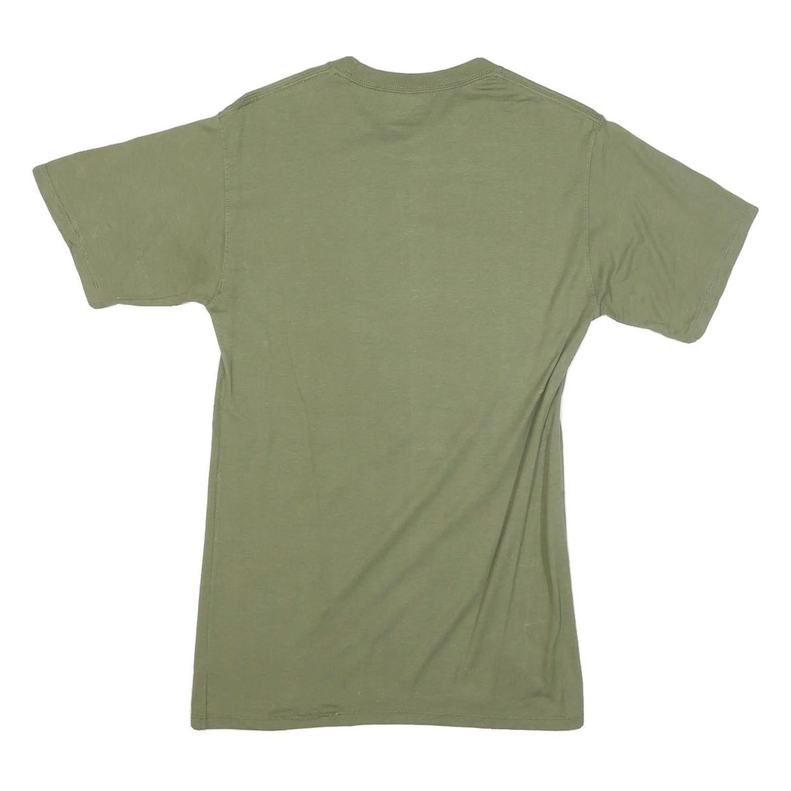 CHAMPION Mens Green Crew Neck Short Sleeve S Cotton Blend T-Shirt Logo
