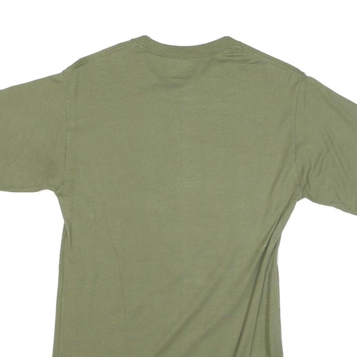 CHAMPION Mens Green Crew Neck Short Sleeve S Cotton Blend T-Shirt Logo